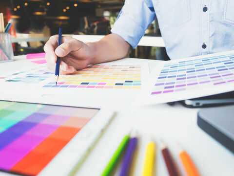 Graphic designer work color swatch samples 1